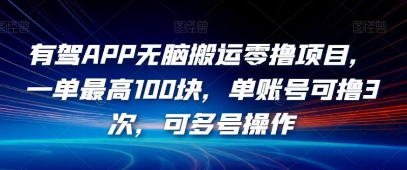 有驾APP无脑搬运零撸项目，一单最高100块，单账号可撸3次，可多号操作【揭秘】-虚拟资源库