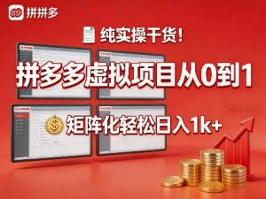 纯实操干货!拼多多虚拟项目从0到1,矩阵化轻松日入1k+【揭秘】-虚拟资源库