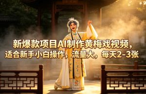 新爆款项目AI制作黄梅戏视频,适合新手小白操作,流量大,每天2-3张-虚拟资源库