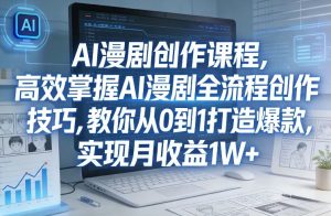 某社群AI漫剧创作课程,高效掌握AI漫剧全流程创作技巧,教你从0到1打造爆款,实现月收益1W+-虚拟资源库
