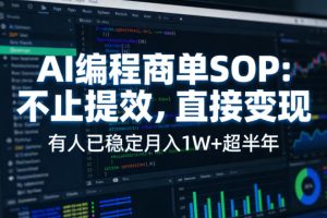 AI编程商单SOP,AI编程不能只给工作提效,还要直接变现,有人已经稳定月入1W+半年了-虚拟资源库