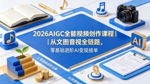 2026AIGC全能视频创作课程|从文图音视全链路,零基础进阶AI变现接单-虚拟资源库