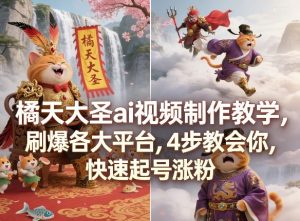橘天大圣ai视频制作教学，刷爆各大平台，4步教会你，快速起号涨粉-虚拟资源库