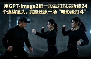 用GPT-Image2把一段武打对决拆成24个连续镜头,完整还原一场“电影级打斗”-虚拟资源库