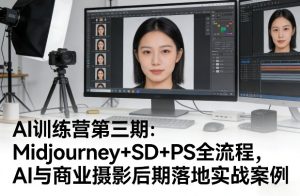 AI训练营第三期：Midjourney+SD+PS全流程，AI与商业摄影后期落地实战案例-虚拟资源库