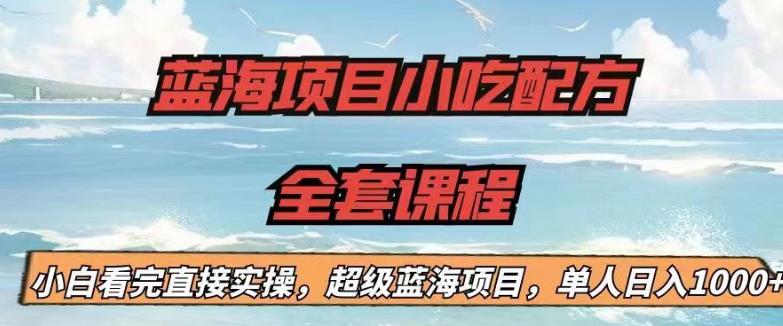 蓝海项目小吃配方全套课程,小白看完直接实操,单人日入1000+【揭秘】-虚拟资源库