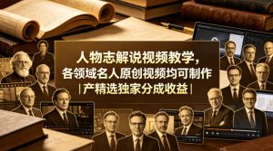 人物志解说视频教学,各领域名人原创视频均可制作丨精选独家分成收益(更新0430)-虚拟资源库