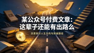 某公众号付费文章：这辈子还能有出路么-虚拟资源库