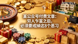 某公众号付费文章:穷人乍富之后,必须要戒掉这8个恶习-虚拟资源库