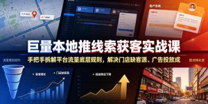 巨量本地推线索获客实战课，手把手拆解平台流量底层规则，解决门店缺客源、广告投放成本高、留资转化差等痛点-虚拟资源库
