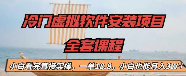 冷门虚拟软件安装项目，一单18.8，小白也能月入3W＋【揭秘】-虚拟资源库