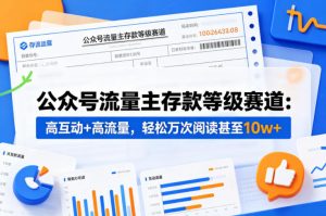 公众号流量主之存款等级赛道,高互动+高流量,轻松达到万次阅读,甚至10w+-虚拟资源库