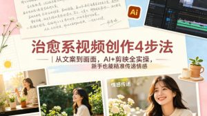 治愈系视频创作4步法｜从文案到画面，AI+剪映全实操，新手也能精准传递情感-虚拟资源库