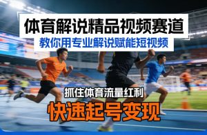 体育解说精品视频赛道,教你用专业解说赋能短视频,抓住体育流量红利,快速起号变现-虚拟资源库