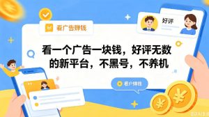 看一个广告一块钱,好评无数的新平台,不黑号,不养机,一撸几十块钱还是不错的【揭秘】-虚拟资源库