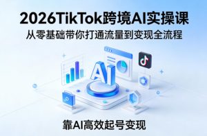 2026TikTok跨境AI实操课,从零基础带你打通流量到变现全流程,靠AI高效起号变现-虚拟资源库