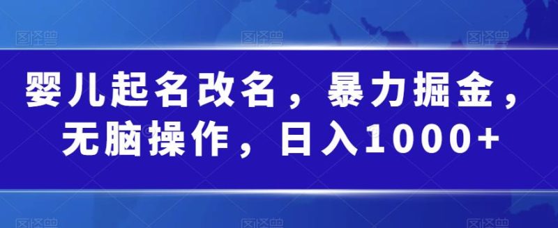 婴儿起名改名，暴力掘金，无脑操作，日入1000+【揭秘】-虚拟资源库