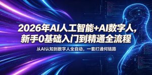 2026年AI人工智能+AI数字人,新手0基础入门到精通全流程,从AI认知到数字人全自动,一套打通全链路-虚拟资源库