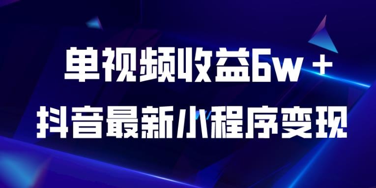 抖音最新小程序变现项目，单视频收益6w＋，小白可做【揭秘】-虚拟资源库