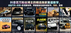 抖音百万粉丝博主的精选独家赛道教学,涵盖汽车+体育+影视解说等,零基础也能快速起号、涨粉、变现-虚拟资源库