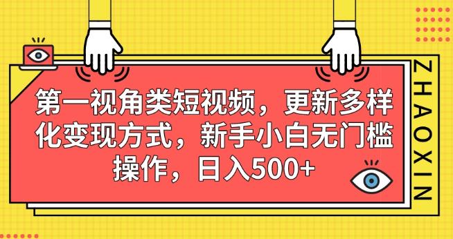 第一视角类短视频，更新多样化变现方式，新手小白无门槛操作，日入500+【揭秘】-虚拟资源库