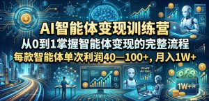AI智能体变现训练营，从0到1掌握智能体变现的完整流程，每款智能体单次利润40—100+，月入1W+-虚拟资源库