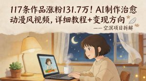117条作品涨粉131.7W!AI制作治愈动漫风视频,详细教程+变现方向-虚拟资源库