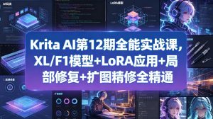 Krita AI第12期全能实战课，XL/F1模型+LoRA应用+局部修复+扩图精修全精通-虚拟资源库