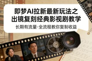 即梦AI拉新最新玩法之出镜复刻经典影视剧教学，长期有流量，全流程教你复制收益-虚拟资源库