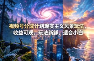 视频号分成计划现实主义风景玩法,收益可观,玩法新鲜,适合小白-虚拟资源库