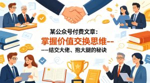 某公众号付费文章:掌握价值交换思维—-结交大佬、抱大腿的秘诀-虚拟资源库