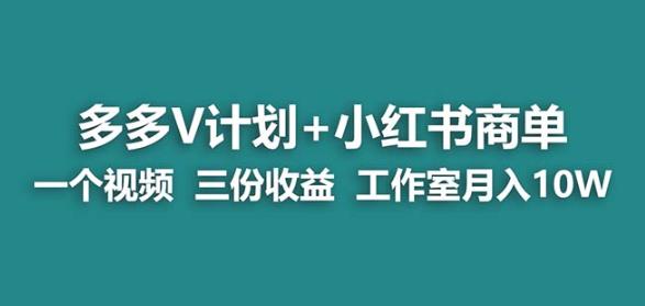 【蓝海项目】多多v计划+小红书商单一个视频三份收益工作室月入10w-虚拟资源库