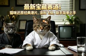 最新宝藏赛道!猫咪还原经典港片,涨粉飞快,新手简单上手-虚拟资源库