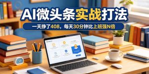 一天挣了408，AI微头条实战打法，每天30分钟比上班强N倍-虚拟资源库