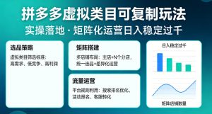 拼多多虚拟类目可复制玩法,实操落地,矩阵化日入稳定过千【揭秘】-虚拟资源库