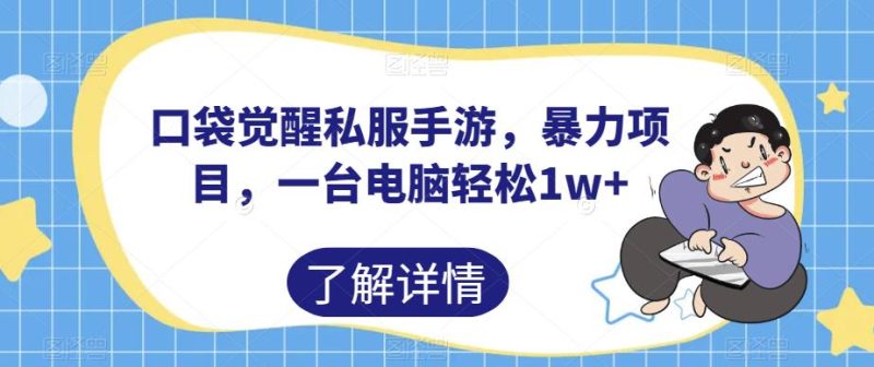 口袋觉醒私服手游,暴力项目,一台电脑轻松1w+【揭秘】-虚拟资源库