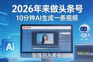 2026年来做头条号，10分钟AI生成一条视频，矩阵日入多张-虚拟资源库