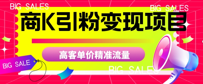 商K引粉变现项目,高客单价精准流量【揭秘】-虚拟资源库