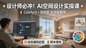 设计师必冲!AI空间设计实操课,ComfyUI+自创家全教学,告别通宵赶图,降本增效-虚拟资源库