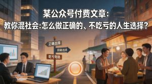 某公众号付费文章:教你混社会:怎么做正确的、不吃亏的人生选择?-虚拟资源库