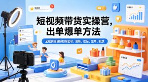 短视频带货实操营，出单爆单方法，全程实操讲解如何起号、涨粉、选品、出单、投放-虚拟资源库