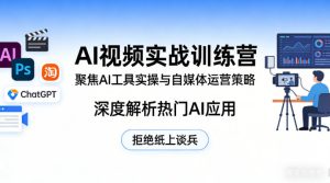 AI视频实战训练营，聚焦AI工具实操与自媒体运营策略，深度解析热门AI应用，拒绝纸上谈兵-虚拟资源库