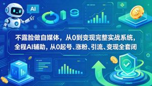 不露脸做自媒体，从0到变现完整实战系统，全程AI辅助，从0起号、涨粉、引流、变现全套闭环-虚拟资源库