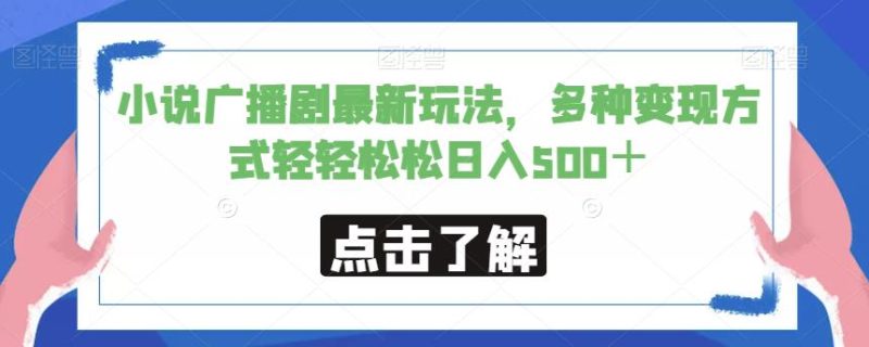 小说广播剧最新玩法,多种变现方式轻轻松松日入500+【揭秘】-虚拟资源库
