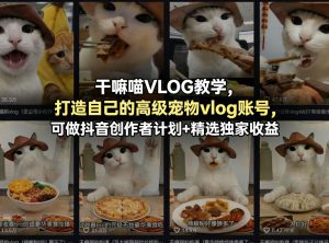 干嘛喵VLOG教学，打造自己的高级宠物vlog账号，可做抖音创作者计划+精选独家收益-虚拟资源库