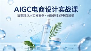 AIGC电商设计实战课，以清爽精华水为实操案例，教你用AI快速生成电商场景-虚拟资源库