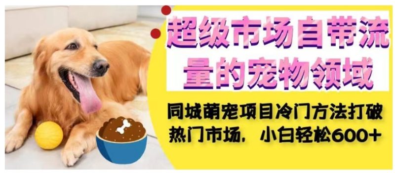 超级市场自带流量的宠物领域,同城萌宠项目冷门方法打破热门市场,小白轻松600+-虚拟资源库