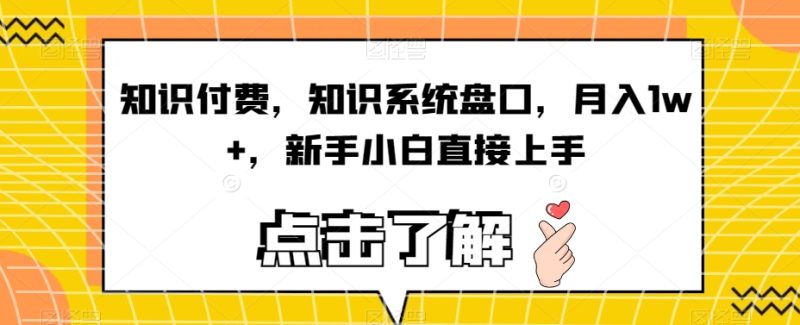 知识付费,知识系统盘口,月入1w+,新手小白直接上手-虚拟资源库