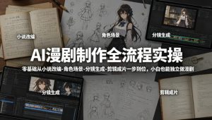 AI漫剧制作全流程实操，零基础从小说改编-角色场景-分镜生成-剪辑成片一步到位，小白也能独立做漫剧-虚拟资源库
