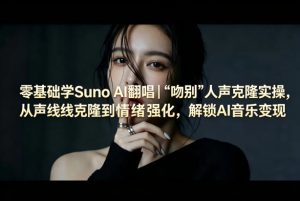 零基础学Suno AI翻唱|《吻别》人声克隆实操,从声线克隆到情绪强化,解锁AI音乐变现-虚拟资源库